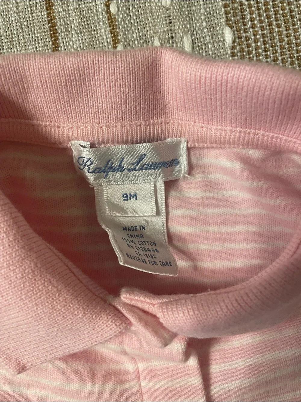 Vintage Ralph Lauren Baby Dress 9M Pink & White Striped Polo Dress